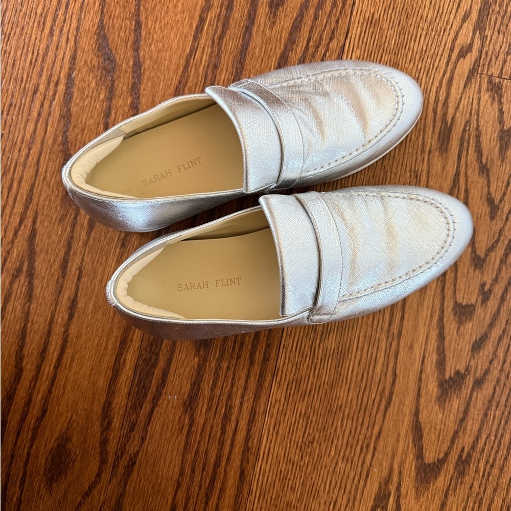 Sarah Flint Metallic Silver Leather Loafers - Picture 5 of 5